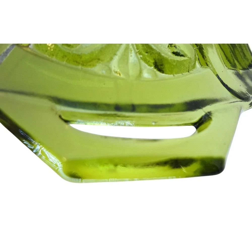 Vintage Indiana‎ Glass Killarney divided candy dish green glass with handles